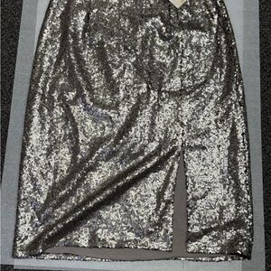 Love Silver Sequin Pencil Skirt